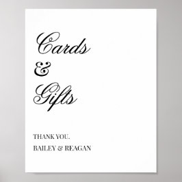 Minimale witte zwarte trouwkaarten en geschenken poster