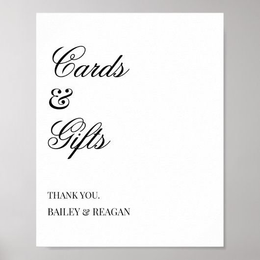 Minimale witte zwarte trouwkaarten en geschenken poster (Voorkant)