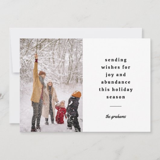 Minimale witte zwarte typografische verzendwensen feestdagenkaart (Voorkant)