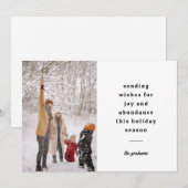 Minimale witte zwarte typografische wensen verstur feestdagenkaart (Voorkant / Achterkant)