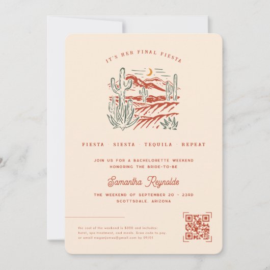 Minimale woestijn | Bachelorette Weekend Kaart (Voorkant)