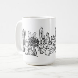 Minimale Woestijn – Botanische Illustratie in Zwar Koffiemok