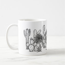 Minimale Woestijn – Botanische Illustratie in Zwar Koffiemok