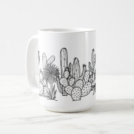 Minimale Woestijn – Botanische Illustratie in Zwar Koffiemok