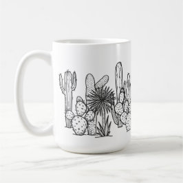 Minimale Woestijn – Botanische Illustratie in Zwar Koffiemok