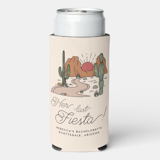 Minimale woestijn Fiesta vrijgezellenweekend Seltzer Blikjeskoeler (Seltzer Achterkant)