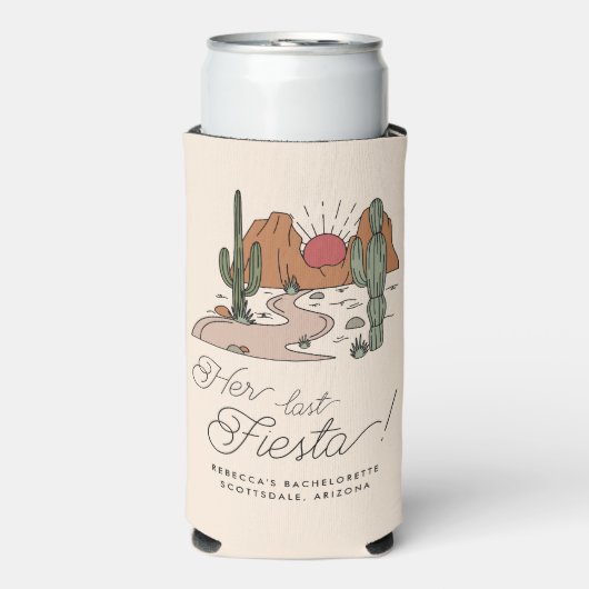 Minimale woestijn Fiesta vrijgezellenweekend Seltzer Blikjeskoeler (Seltzer Voorkant)