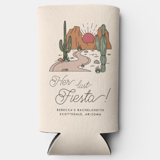 Minimale woestijn Fiesta vrijgezellenweekend Seltzer Blikjeskoeler (Voorkant)