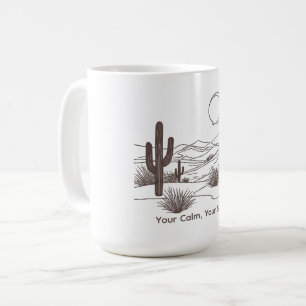 Minimale woestijnlijn kunst – Moderne Boho Cactus Koffiemok