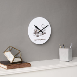 Minimale woestijnlijn kunst – Moderne Boho Cactus Ronde Klok