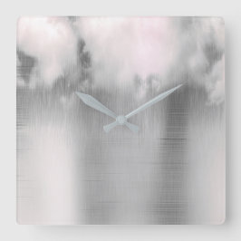 Minimale wolken Regen Grijs Zilver Tijdelijk Vierkante Klok