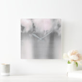 Minimale wolken Regen Grijs Zilver Tijdelijk Vierkante Klok (Huis)