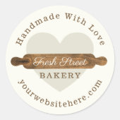 Minimale wooden Rolling Pin Bakery-Logo Ronde Sticker (Voorkant)