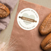 Minimale wooden Rolling Pin Bakery-Logo Ronde Sticker