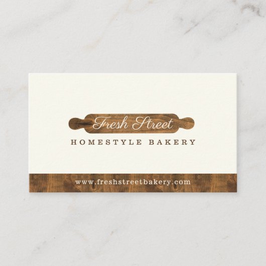 Minimale wooden Rolling Pin Bakery-Logo Visitekaartje (Voorkant)