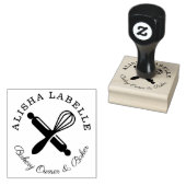 Minimale wooden Rolling Pin & Whisk Bakery Logo Rubberstempel (Gestempeld)