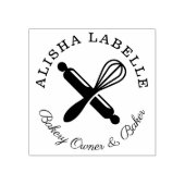 Minimale wooden Rolling Pin & Whisk Bakery Logo Rubberstempel (Afrduk)