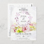 Minimale Wreath Floral sparen de Datum Weddenschap Briefkaart (Voorkant / Achterkant)