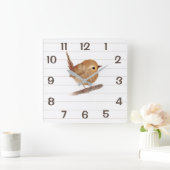 Minimale Wren Bird Home Decor Wall Clock Vierkante Klok (Huis)