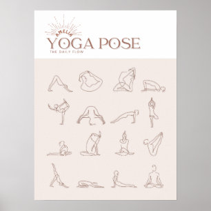 Minimale Yoga Pose LIne Art aanpassen Poster