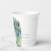 Minimale Zacht Pijn Boom Landschap Weddenschap Papieren Bekers (Achterkant)