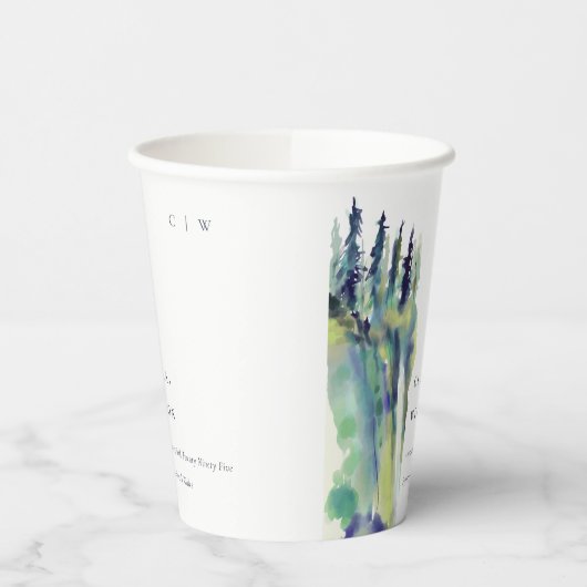 Minimale Zacht Pijn Boom Landschap Weddenschap Papieren Bekers (Links)