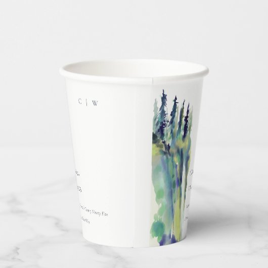 Minimale Zacht Pijn Boom Landschap Weddenschap Papieren Bekers (Rechts)