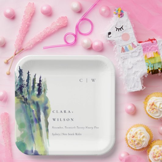 Minimale Zacht Pijn Boom Landschap Weddenschap Papieren Bordje (Feest)