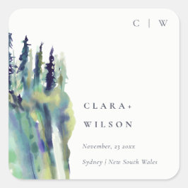 Minimale Zacht Pijn Boom Landschap Weddenschap Vierkante Sticker