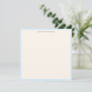Minimale zachte blauwe rand naam briefpapier cute notitiekaartje