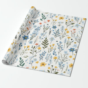 Minimale Zachte Kleurrijke Tuin Wildbloemenkwekeri Cadeaupapier