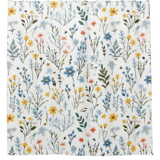 Minimale Zachte Kleurrijke Tuin Wildbloemenkwekeri Douchegordijn (Voorkant)