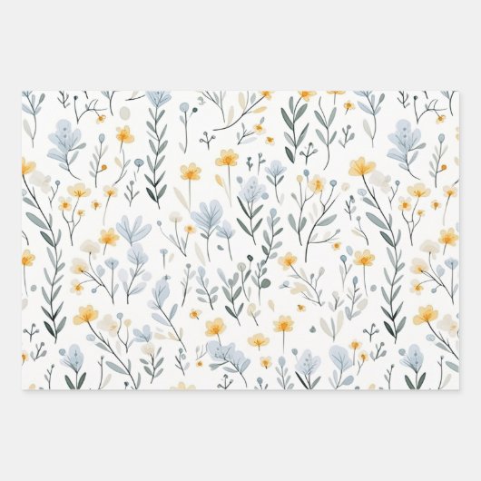 Minimale Zachte Kleurrijke Tuin Wildbloemenkwekeri Inpakpapier Vel (Voorkant 3)