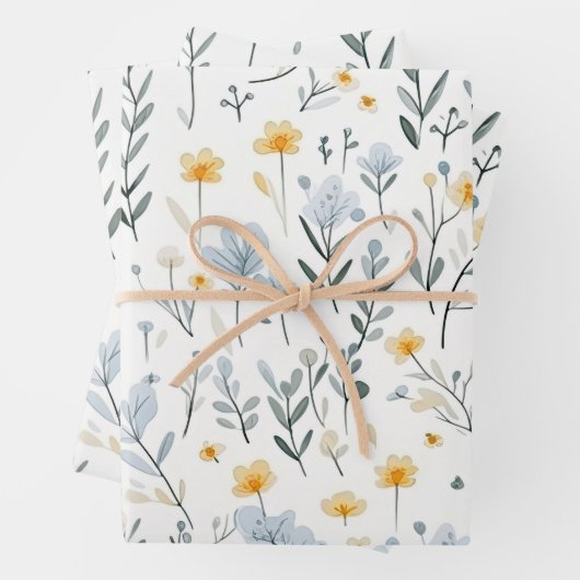 Minimale Zachte Kleurrijke Tuin Wildbloemenkwekeri Inpakpapier Vel (In situ)