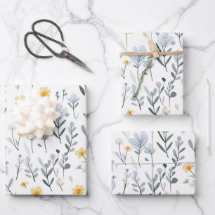 Minimale Zachte Kleurrijke Tuin Wildbloemenkwekeri Inpakpapier Vel