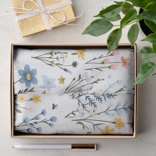 Minimale Zachte Kleurrijke Tuin Wildbloemenkwekeri Tissuepapier (Geschenk)