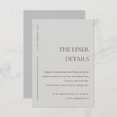 Minimale zachte lichte grijze typografie trouwdeta informatiekaartje (Voorkant / Achterkant)