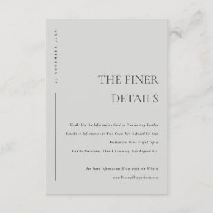 Minimale zachte lichte grijze typografie trouwdeta informatiekaartje