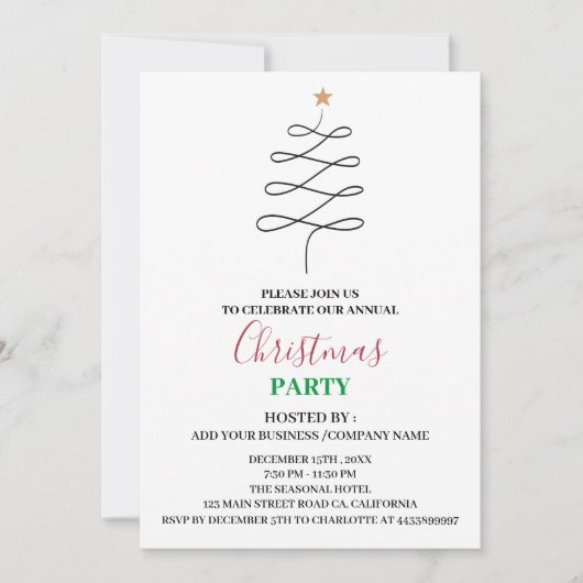 Minimale zakelijke kerstfeestdag kaart (Voorkant)