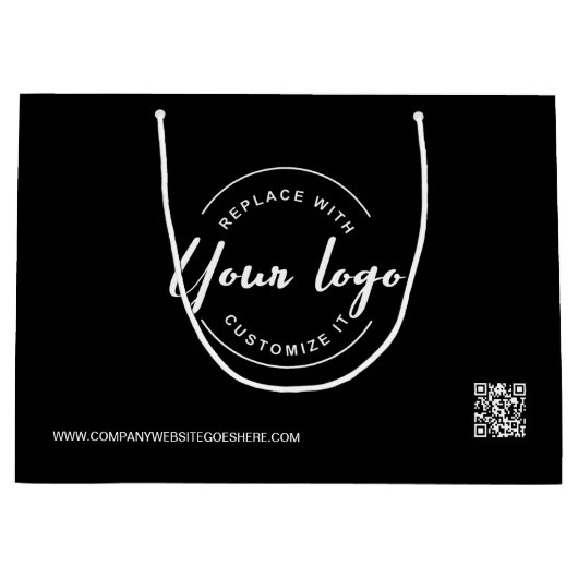 Minimale zakelijke logo QR-code aangepast zwart Groot Cadeauzakje (Voorkant)
