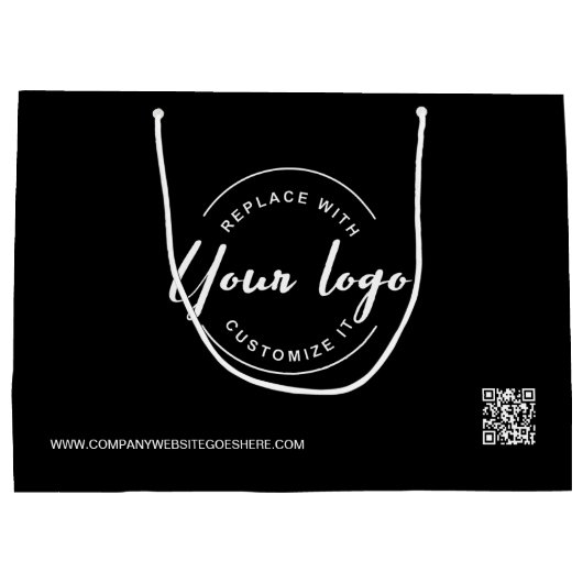 Minimale zakelijke logo QR-code aangepast zwart Groot Cadeauzakje (Achterkant)