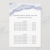 Minimale zakelijke prijslijst voor blauwe Waterver Menu (Achterkant)