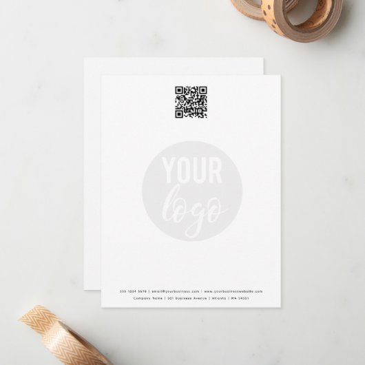 Minimale zakelijke QR-code Notitiekaartje (Voorkant / Achterkant in situ)