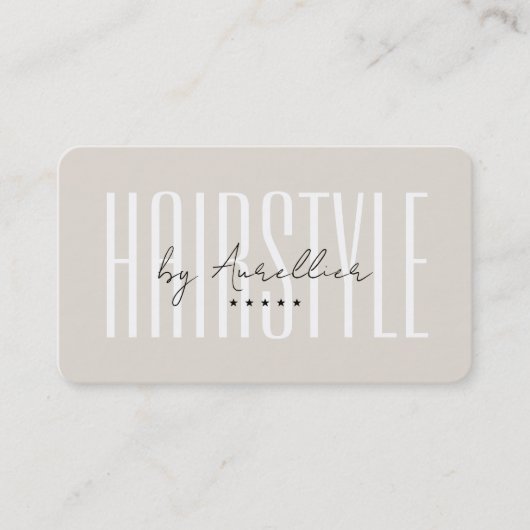 Minimale Zand Hair Stylist Vlechten Salon Monogram Visitekaartje (Voorkant)