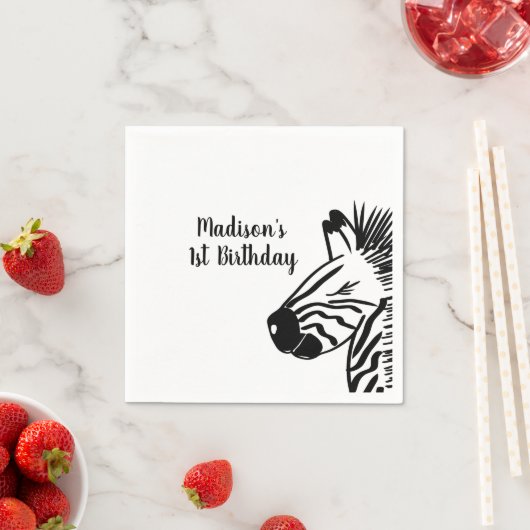 Minimale Zebra Doodle Zoo Safari Party Servet (Insitu)