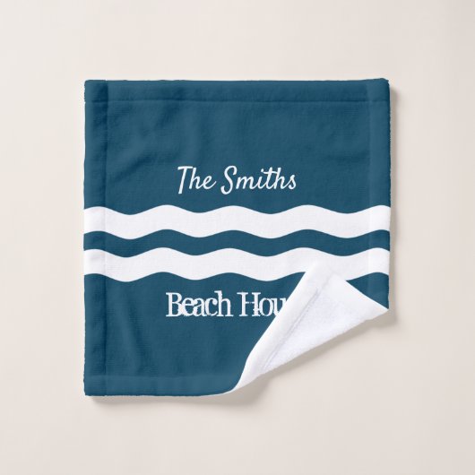 Minimale Zee Waves Nautical Coastal Bad Handdoek (Wasdoekje)
