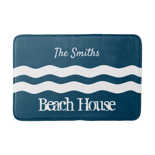 Minimale Zee Waves Nautical Coastal Badmat (Voorkant)