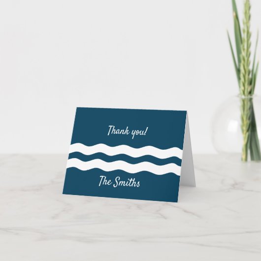 Minimale Zee Waves Nautical Coastal Bedankkaart (Voorkant)