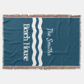 Minimale Zee Waves Nautical Coastal Deken (Voorkant)