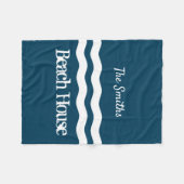 Minimale Zee Waves Nautical Coastal Fleece Deken (Voorkant (Horizontaal))